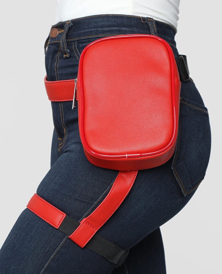 Women's red waist leg belt bag