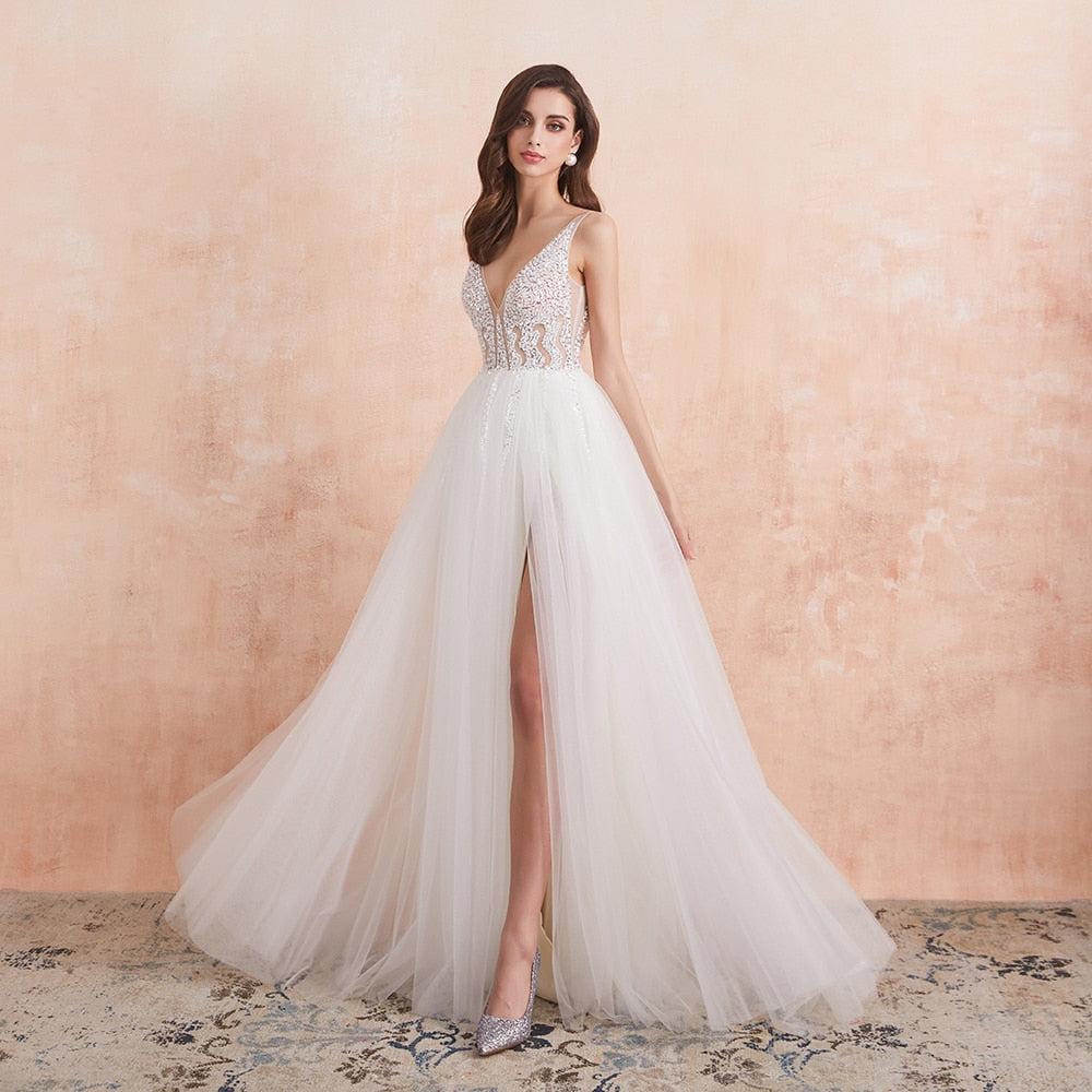 Women's ivory wedding dress
