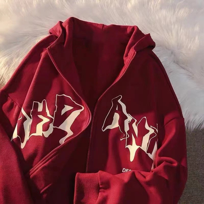 Women's red letter print jacket
