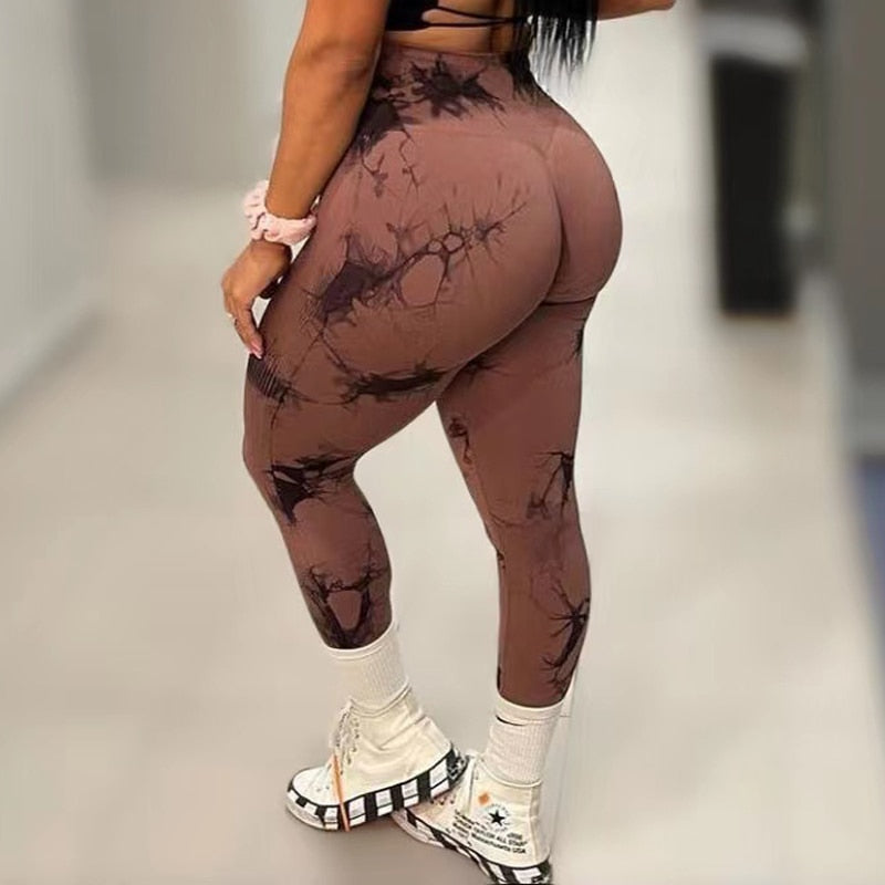 Women's tie-dye gym leggings