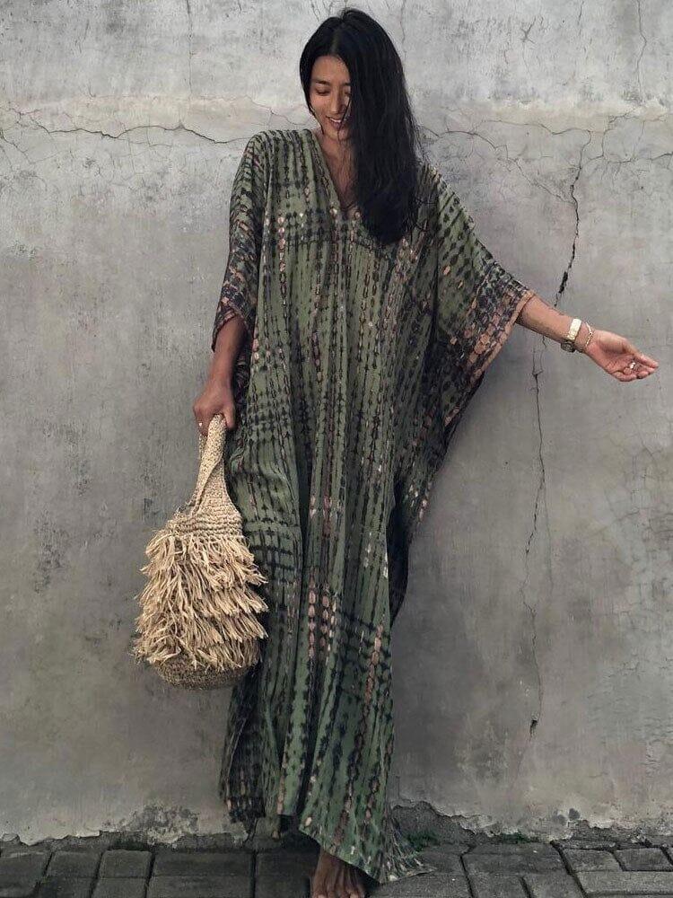 Women's army green boho beach cover up
