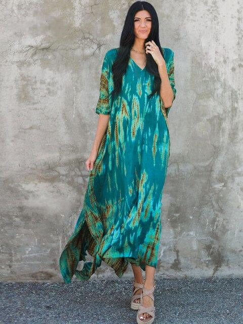 Women's turquoise boho beach cover up