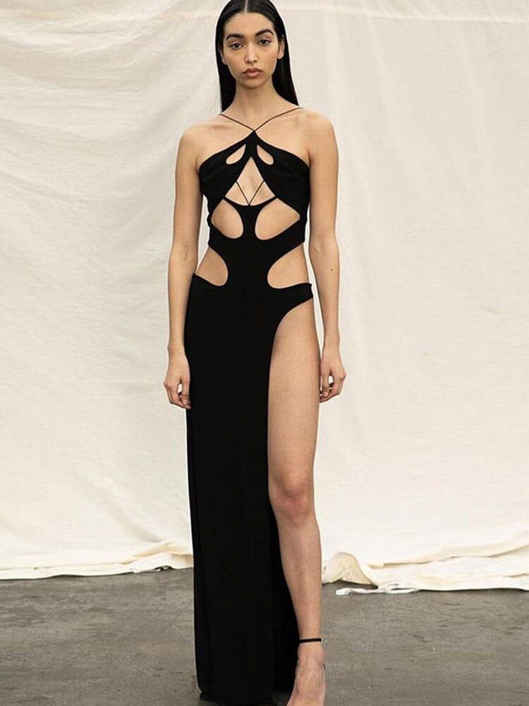 Women's black halter dress