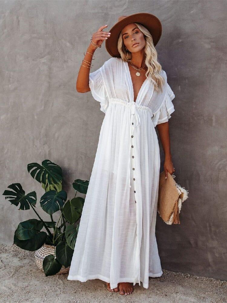 Women's white beach cover-up tunic