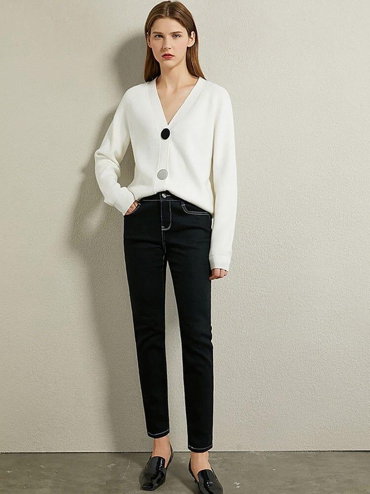 Women's white -neck cardigans