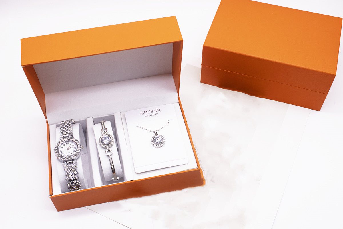 Rhinestone watch and bracelet set with necklace - view 7