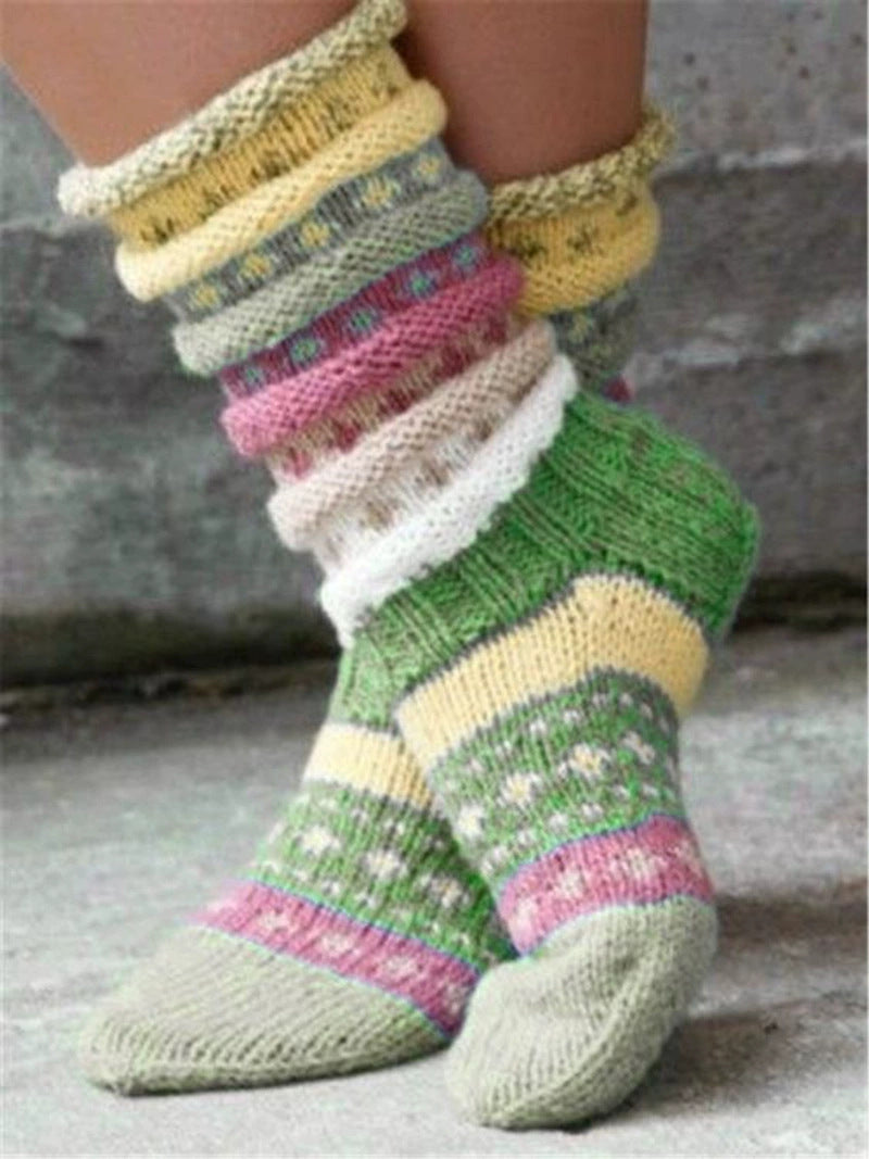Women's green purple socks