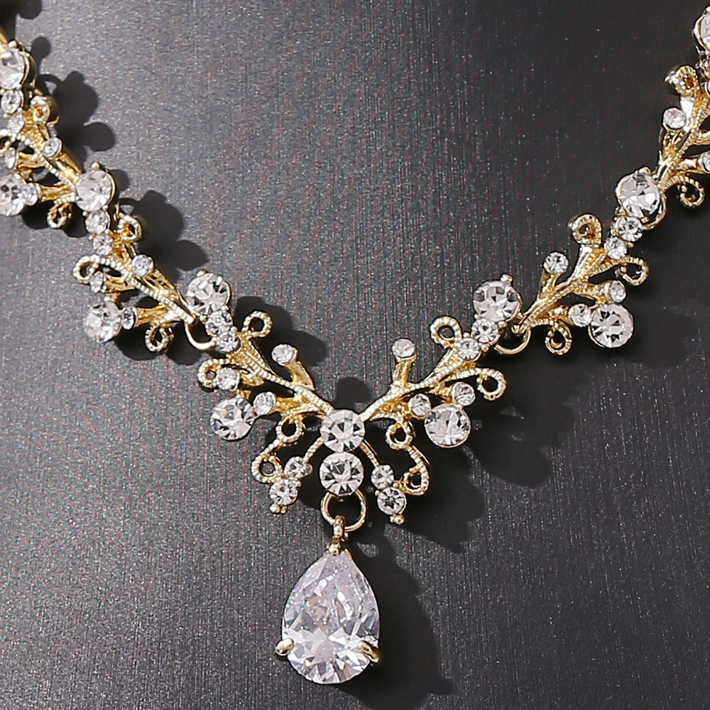 Alternate view: Women's bridal zircon earrings & necklace