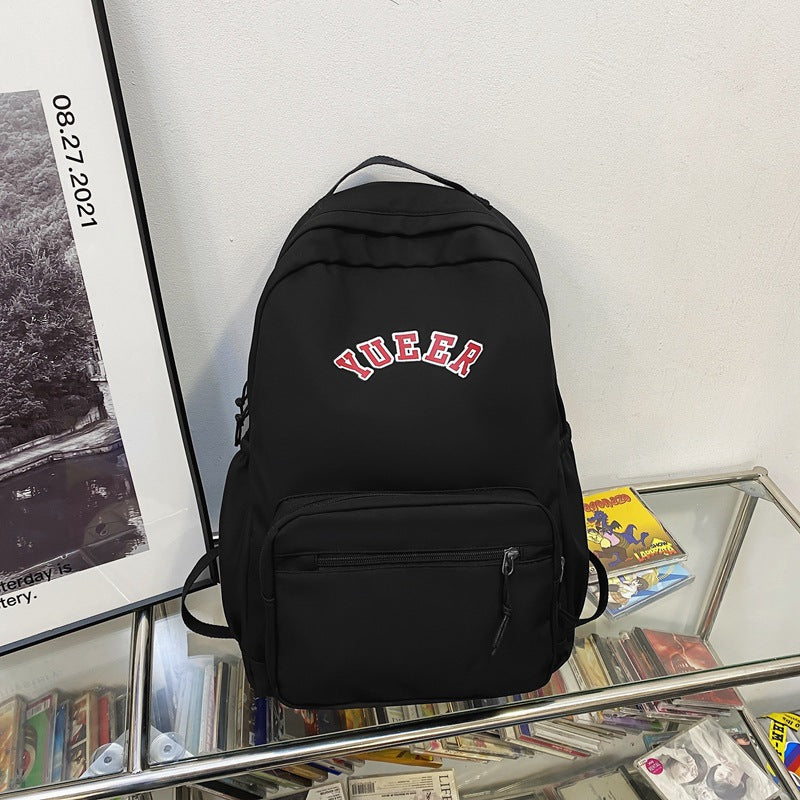 Girls black simple nylon backpack