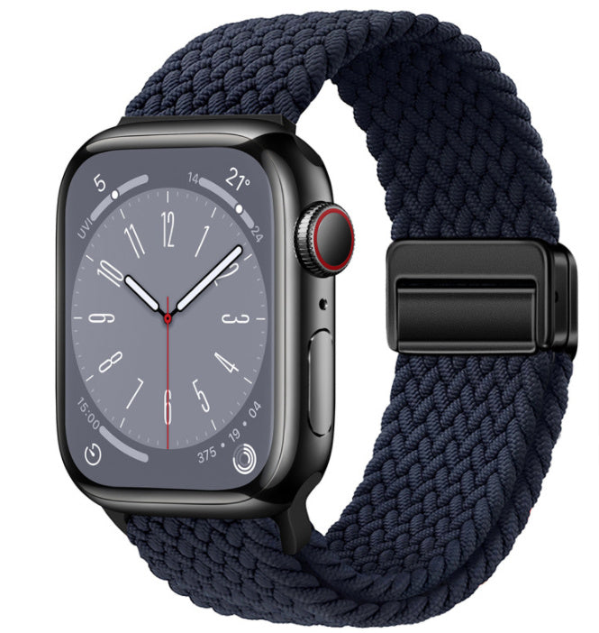 Unisex charcoal color black buckle woven loop watch band