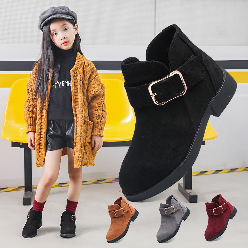 Kids suede leather boots