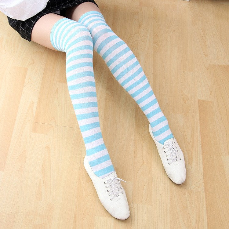 Women's Striped Thigh High Socks - view 13