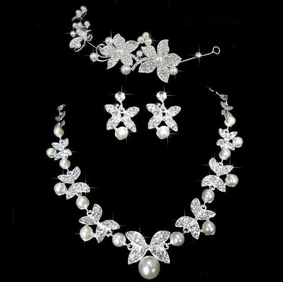 Women's butterfly pearl bridal set