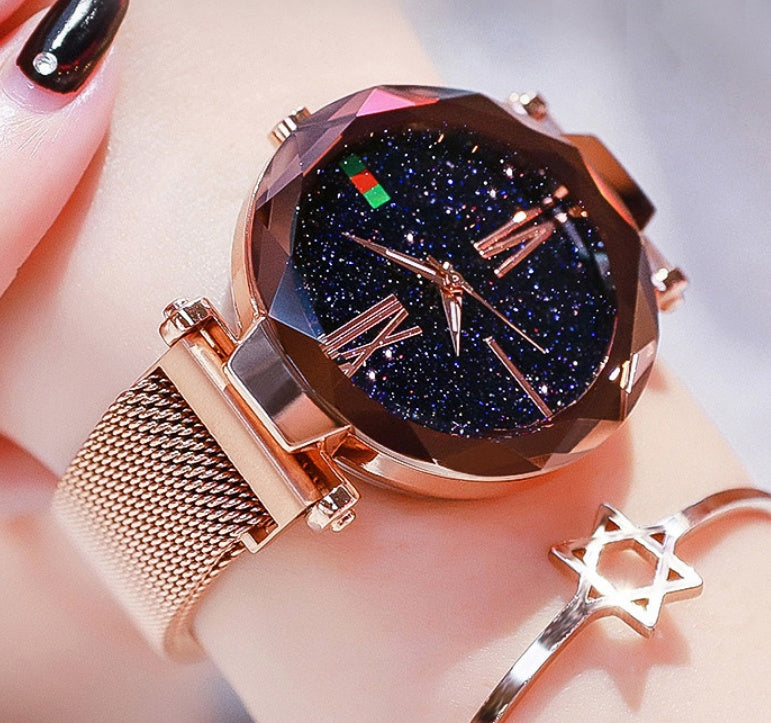 Starry sky glitter mesh watch for women - view 4