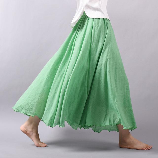 Women's green saia summer skirts