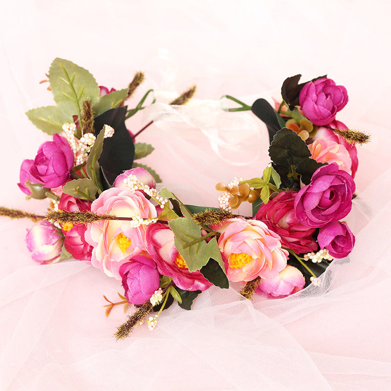 Women's purple powder wreath hair accessories