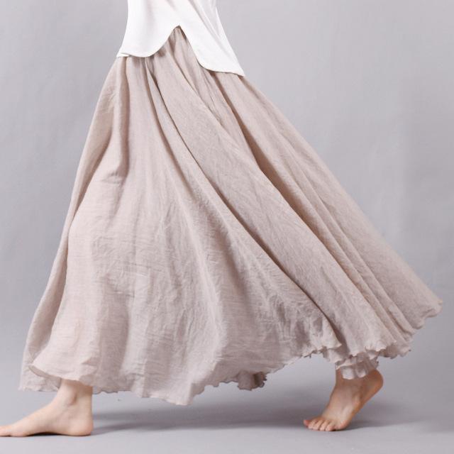 Women's beige saia summer skirts