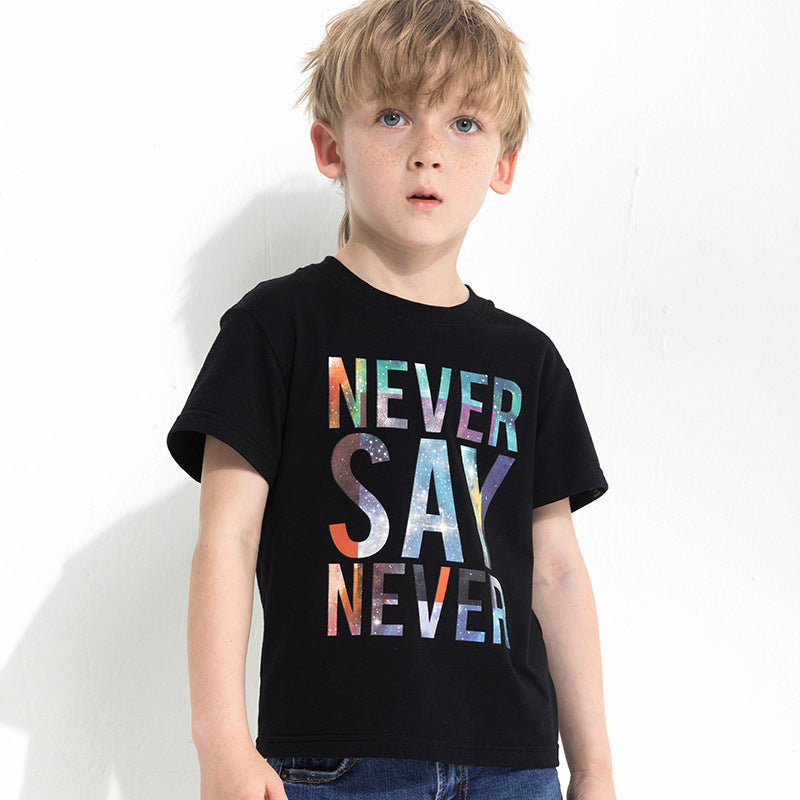 Boys black letter print t-shirt
