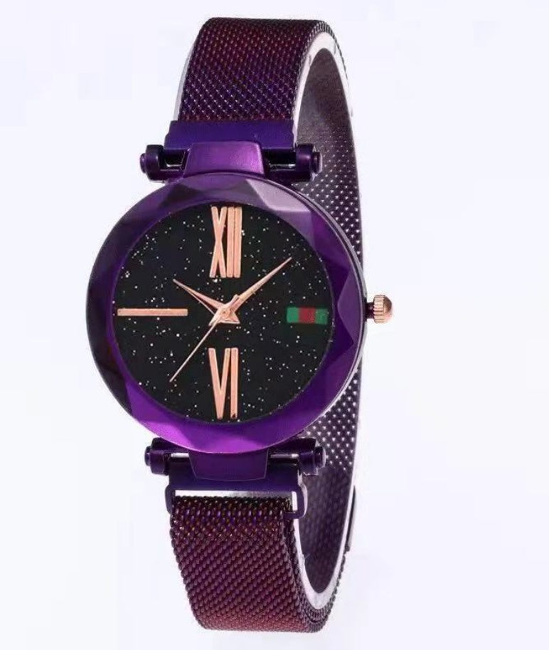 Starry sky glitter mesh watch for women - view 15