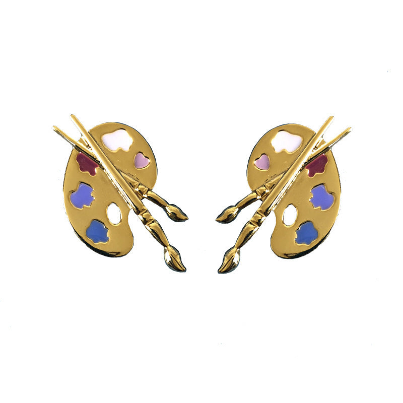 Women's gold simple stud earrings