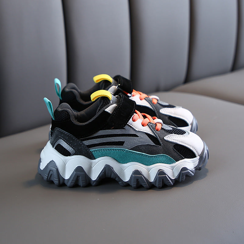 Boys black velcro student sneakers