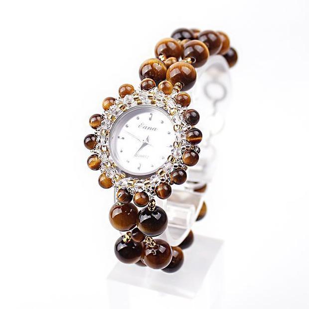Women's brown amethyst watch