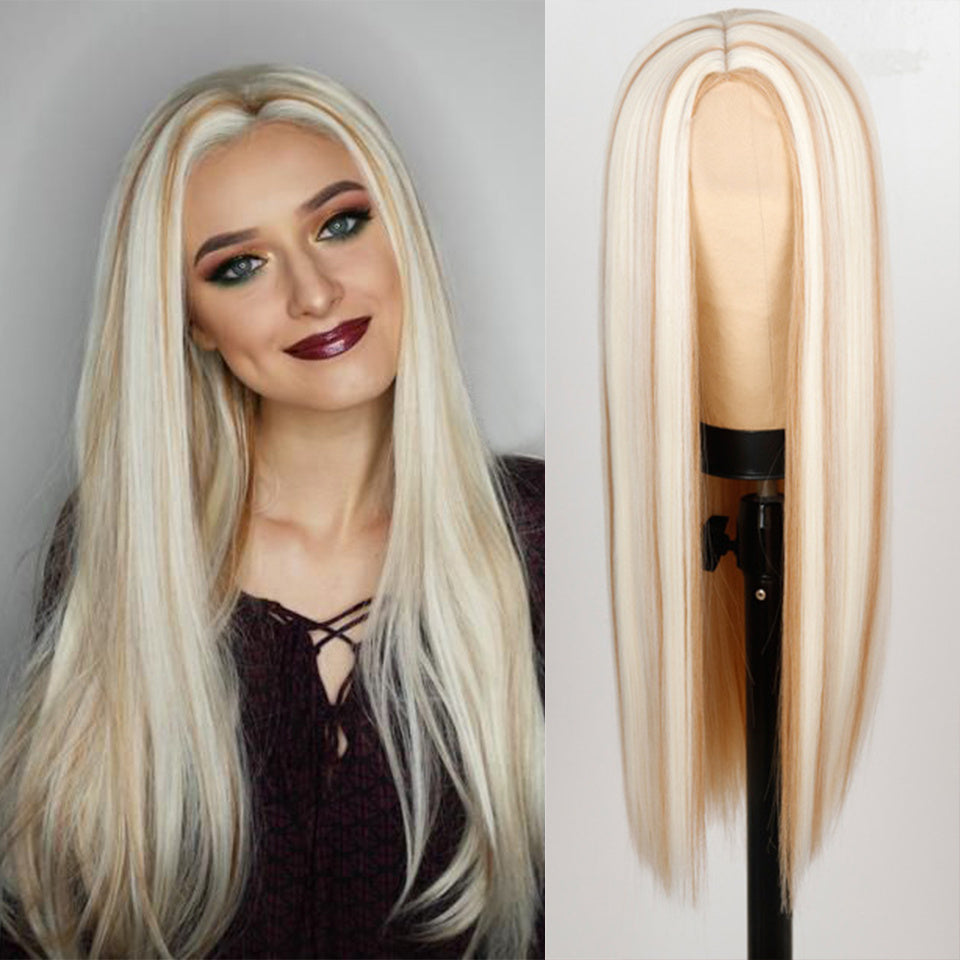 Women's white long straight wig