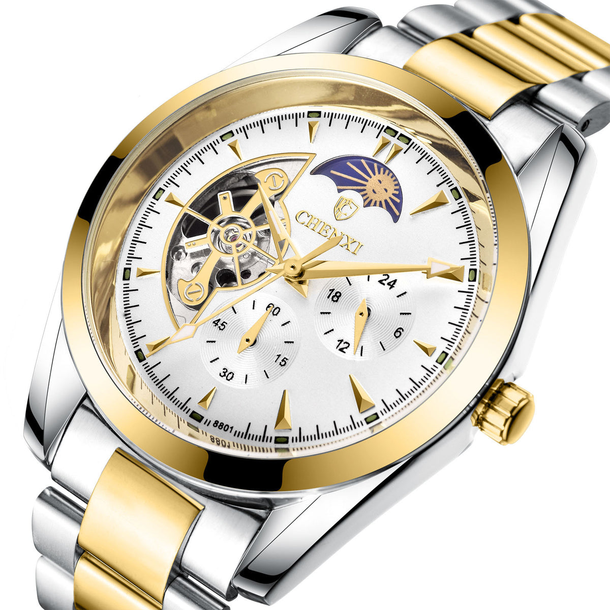 Men's white mechanical watch