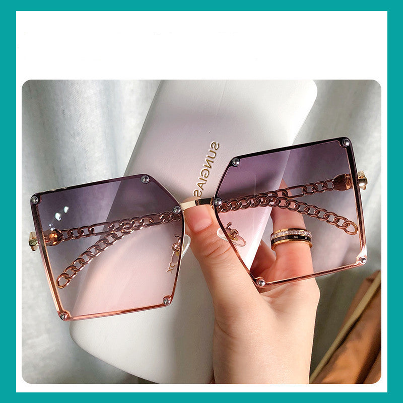 Women's pink grey frameless sunglasses