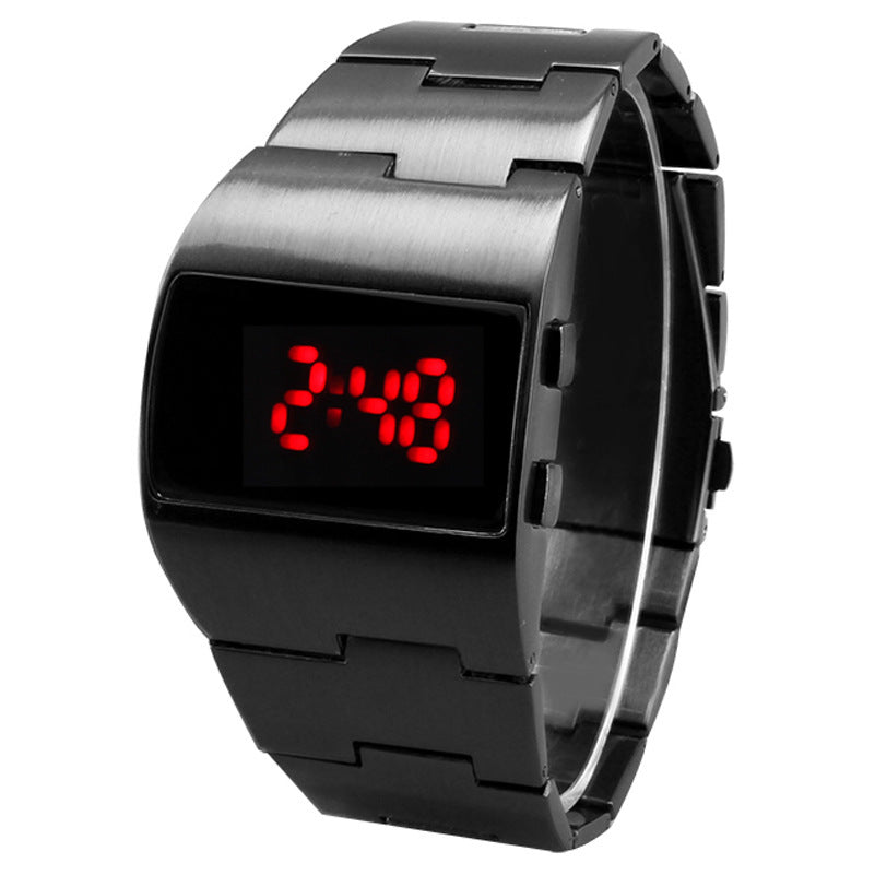 Men's black iron man LED watch