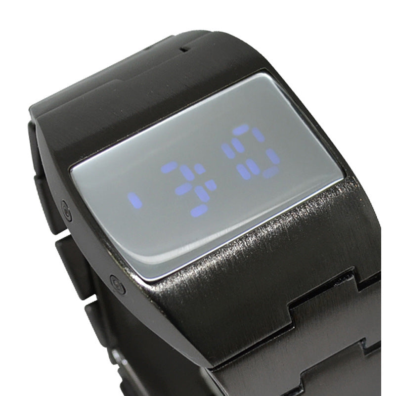 Men's black iron man LED watch