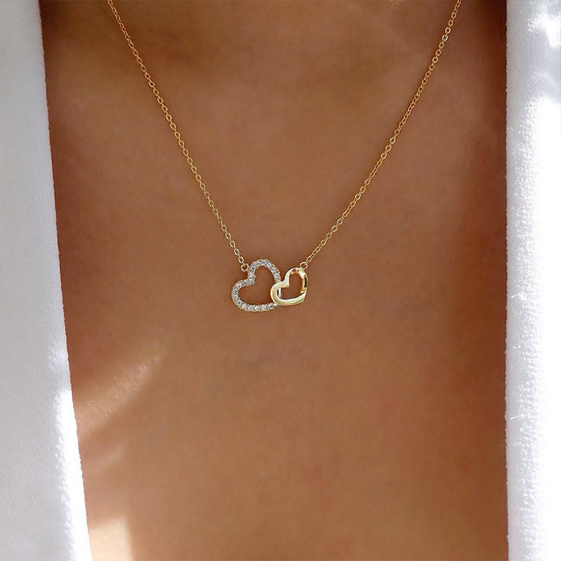 Women's double heart necklace