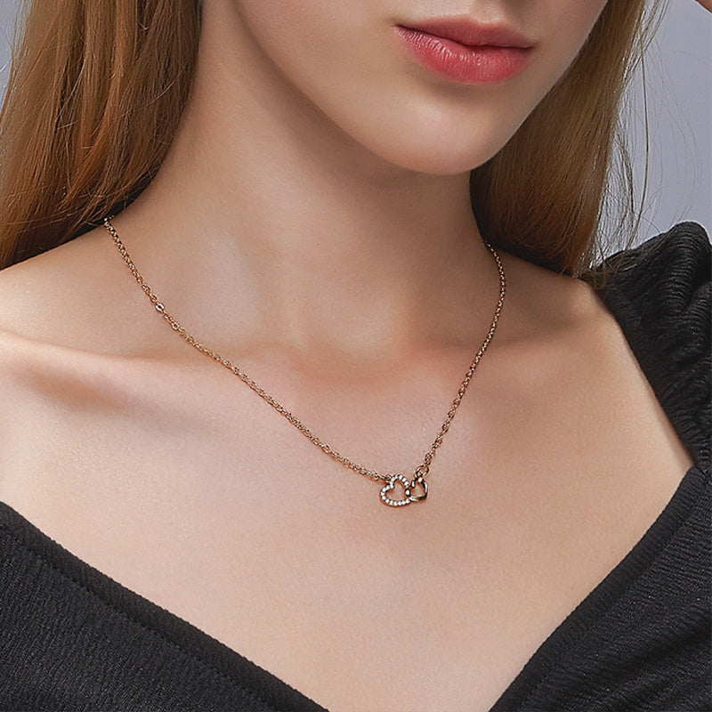 Alternate view: Women's double heart necklace