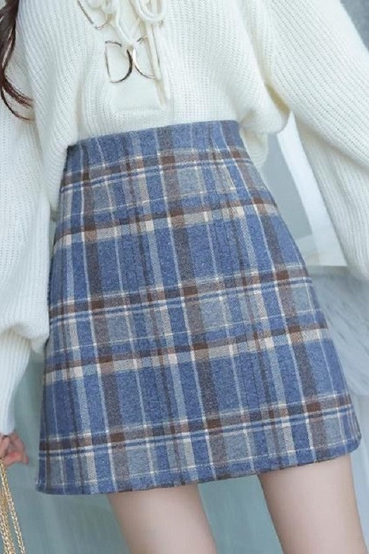Women's blue skirt high waist