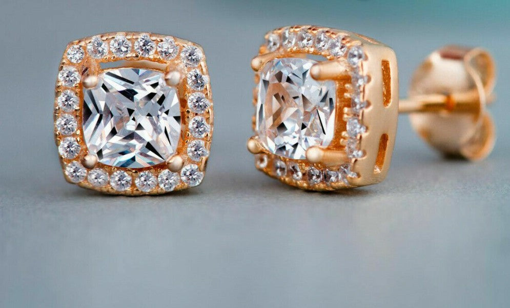 Women's rose gold earrings