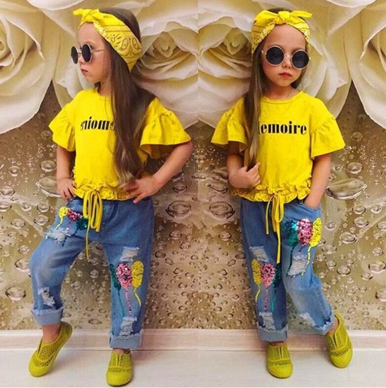 Girls letter tee & jeans set