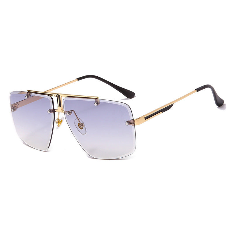 Unisex light double gray flakes frameless sunglasses