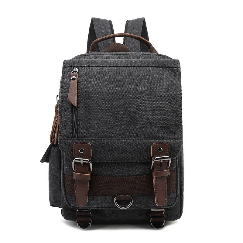 Unisex black outdoor travel backpack