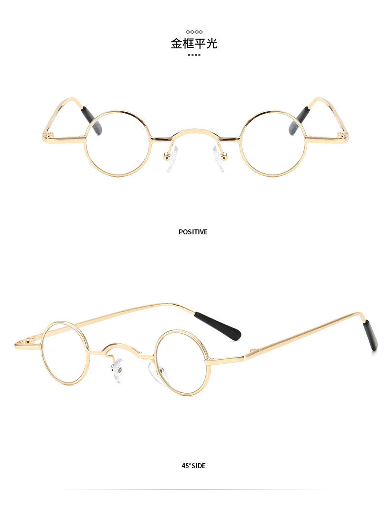 Unisex gold transparent small round sunglasses