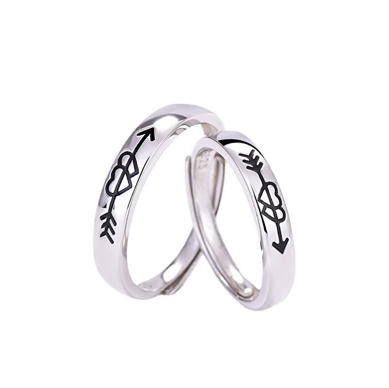 Unisex S925 silver heart couple rings