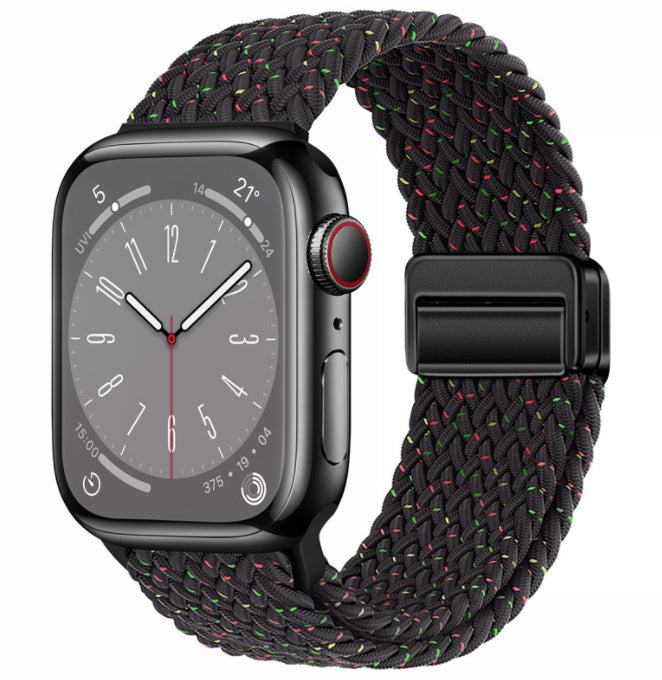 Unisex starlight black button woven loop watch band
