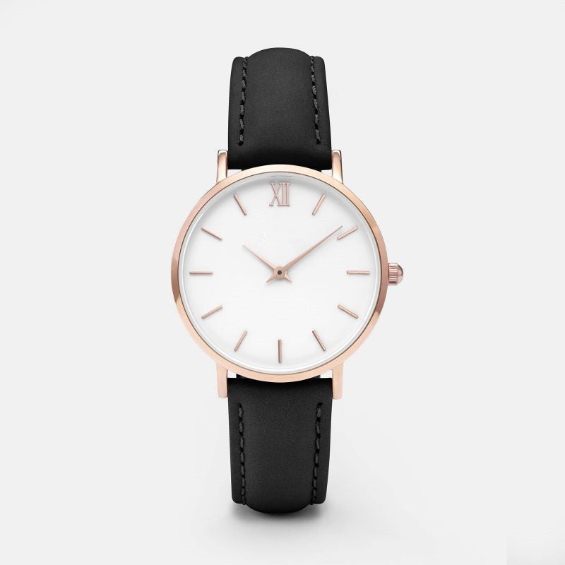 Women's scale black analog quartz watch