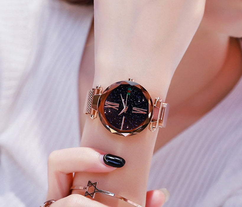 Starry sky glitter mesh watch for women - view 5