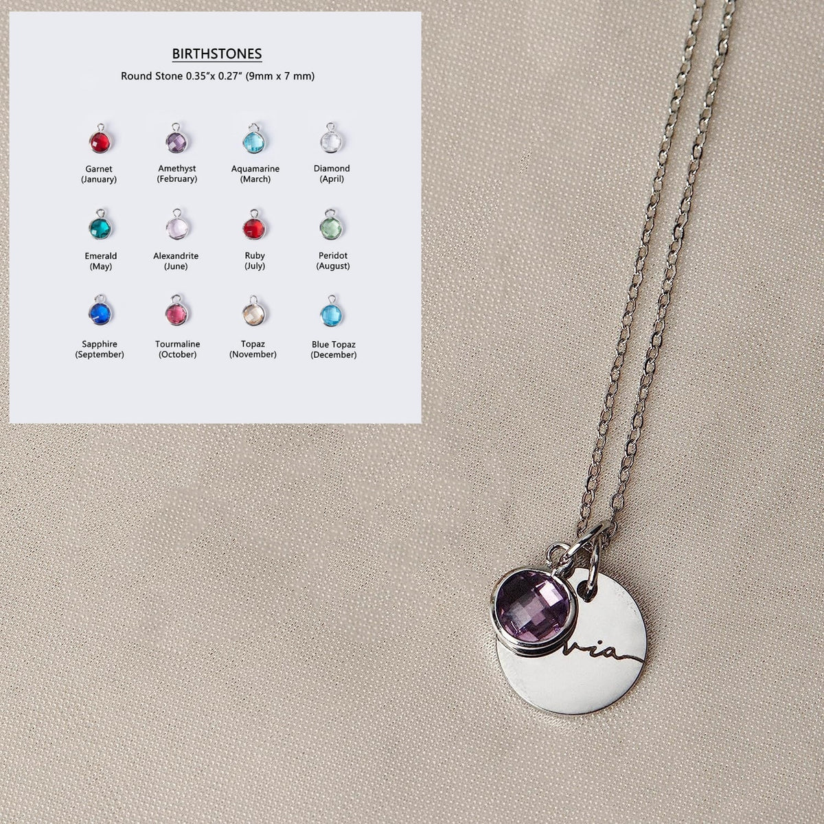 Women's silver birthstone necklace
