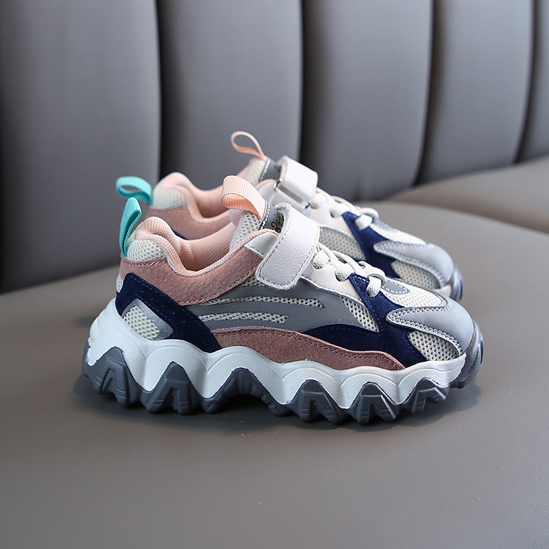 Boys pink velcro student sneakers