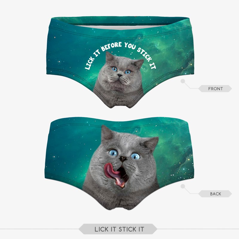 Women's 3D cat print panties