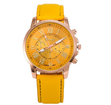 Retro colorful faux leather strap watch - view 5