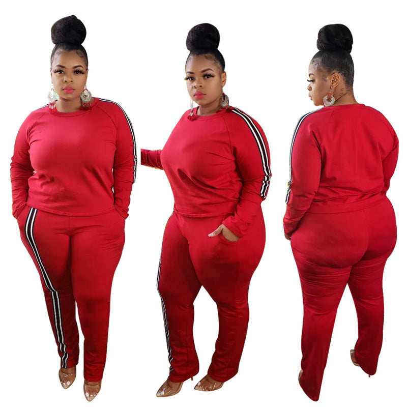 Women's red plus size tracksuit