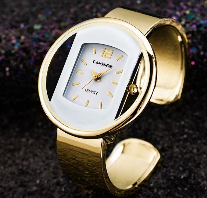 Women's gold white bracelet watch