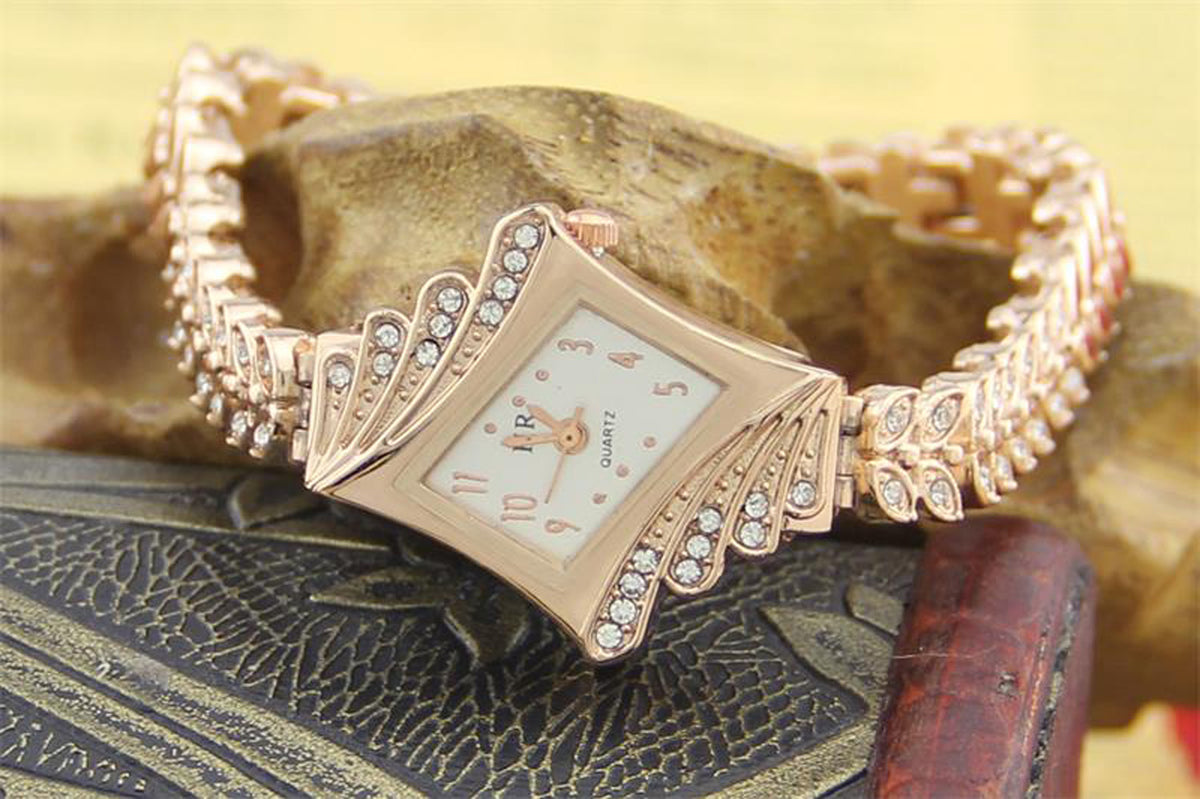 Rose gold-tone rhinestone bracelet watch - view 2